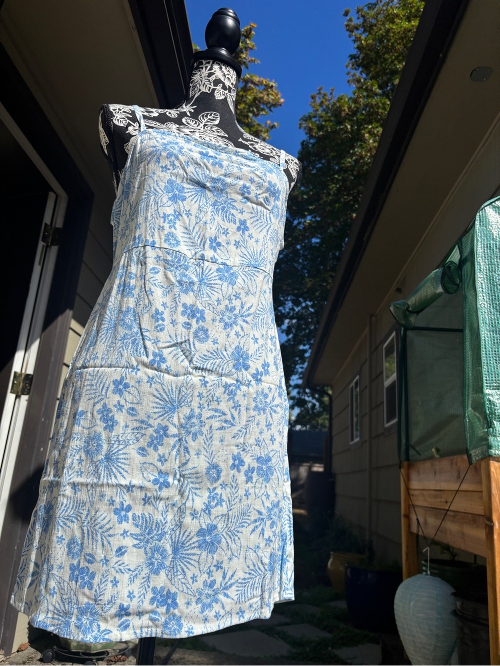 wild fable White Dress with Light Blue Floral Print - Mini Sundress
